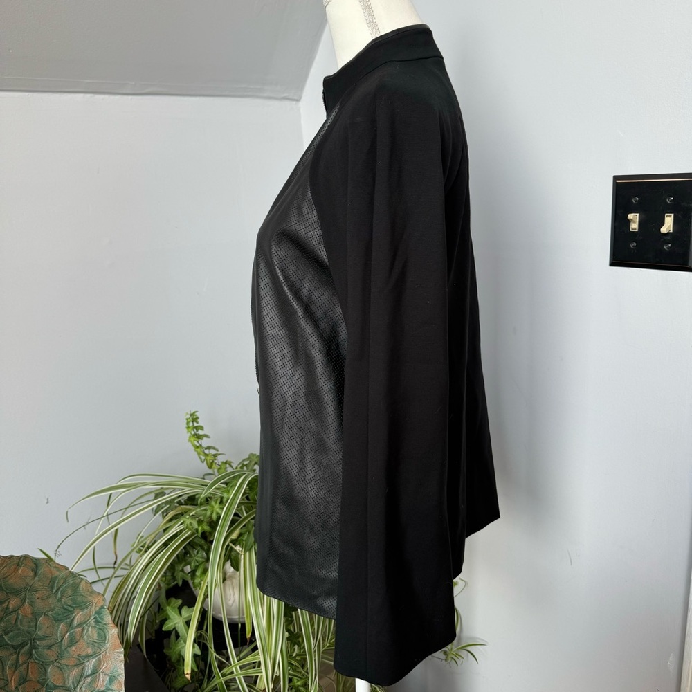 Carlisle Black Leather Mixed Media Jacket w/‎ Mandarin Collar size 8 - Picture 4 of 7
